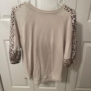 Cream Colored Half-Sleeved Blouse, Pink Cheetah sleeves